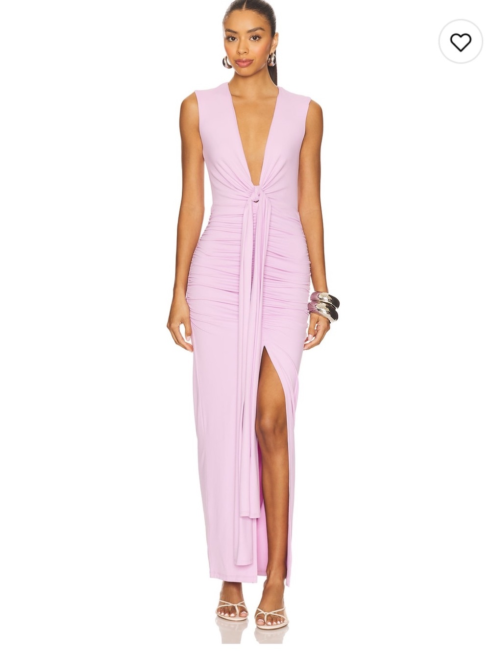 Susana Monaco Light Pink Tie-Front Gathered Maxi Dress